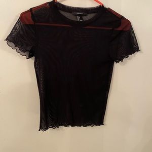 Black mesh top